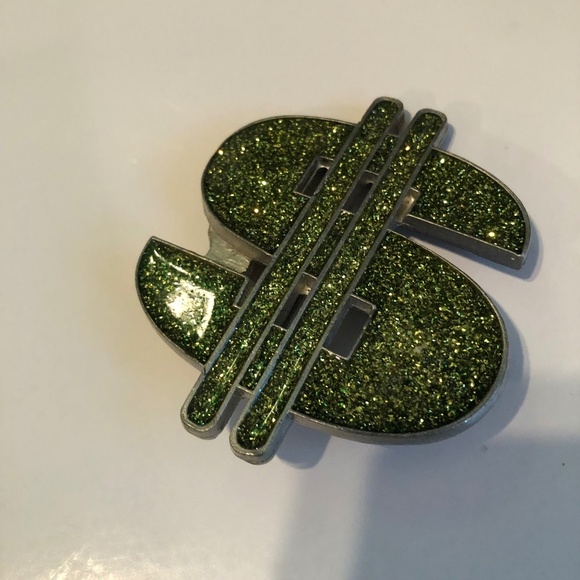 Ching Ching- green sparkle Mobtown belt buckle- vintage 2000 belt buckle, used. - Picture 3 of 5